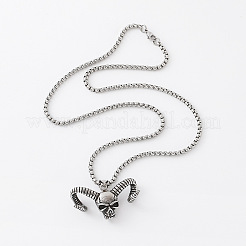 Halloween-Halskette mit Totenkopf-Ziegenanhänger aus Edelstahl 304 für Damen und Herren&nbsp;OZ4103