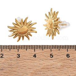 女性用304ステンレススチールスタッドピアス  太陽  ゴールドカラー  17.5x18mm&nbsp;SA-CBA4030-03G