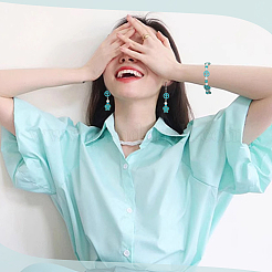 4 нити синтетических бирюзовых бусин G-BC0001-54A-01