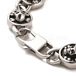 Bracelets à maillons en acier inoxydable 304 avec tête de mort&nbsp;BJEW-E094-08AS