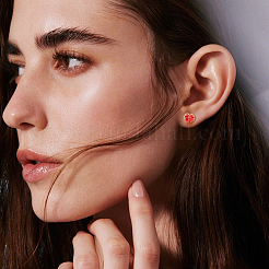 8 шт. 2-х цветные серьги-гвоздики из нержавеющей стали с эмалью EJEW-GO0003-23