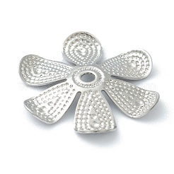 変色しない304ステンレススチールビーズキャップ  6  - 花びらの花  ステンレス鋼色  17x16x2mm  穴：1.5mm&nbsp;STAS-B006-10P