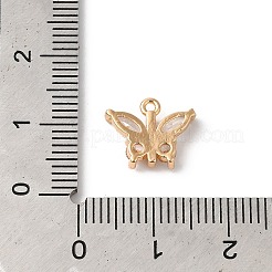真鍮チャーム  ガラスと  蝶  ゴールドカラー  10x12.5x3mm  穴：1.2mm&nbsp;KK-C062-056G