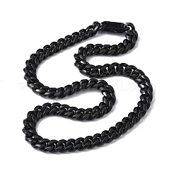 Ожерелья из кубинской цепочки из нержавеющей стали 201 толщиной 12 мм для женщин и мужчин NJEW-F360-01EB