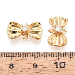 Подвески-бантики с латунным паве из прозрачного кубического циркония&nbsp;KK-T078-19G