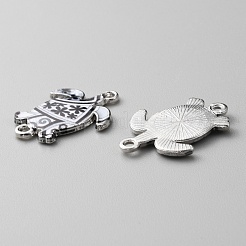 亜鉛合金エナメル コネクタ チャーム  プラチナ  花柄のウミガメリンク  ホワイト  24x18x2mm  穴：1.7mm&nbsp;FIND-WH0136-19G