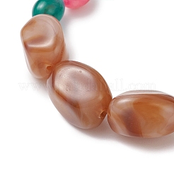 女性用アクリルビーズストレッチブレスレット  ナゲット＆バレル  キャメル  内径：2-3/8インチ（6.1cm）&nbsp;BJEW-JB12166-03