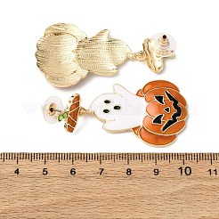 Серьги-гвоздики из сплава с подвесками в виде призрака и тыквы EJEW-Z142-142