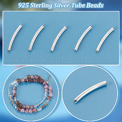スターリングシルバーチューブビーズ30個925個  カーブチューブビーズ  銀  15x1.5mm  穴：0.9mm&nbsp;STER-PH0001-43