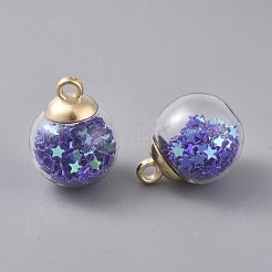 Glaskugel-Anhänger&nbsp;GLAA-WH0015-26K