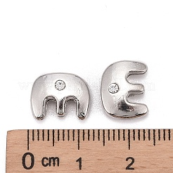ブレスレット時計バンド作り用の文字スライドチャーム  プラチナメッキ合金クリスタルラインストーンスライドチャーム  カドミウムフリー＆ニッケルフリー＆鉛フリー  文字.e  11~13x9~11.5x4~5mm  穴：7.5~8x1mm&nbsp;X-ALRI-O012-E-NR