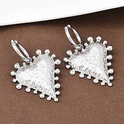 Orecchini a cerchio a forma di cuore in acciaio inossidabile 304&nbsp;EJEW-K268-74P