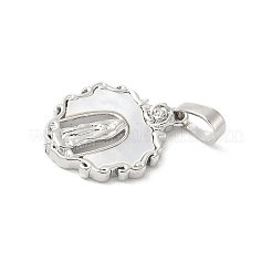 Messing pflastern natürliche weiße Muschel Religion Anhänger&nbsp;KK-S522-23P-A