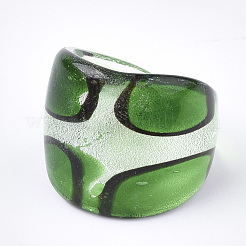 Ручной работы серебро Lampwork фольги шириной полосы кольца RJEW-Q150-M11-B-1