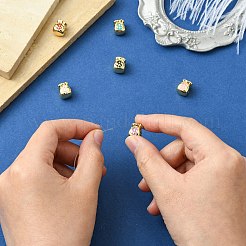 6 шт. 6-х цветные бусины из настоящей латуни с 18-каратным золотым покрытием&nbsp;KK-CJ0002-68