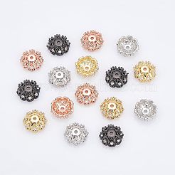 マルチペタルブラスマイクロパヴェキュービックジルコニアビーズキャップ  花  透明  ミックスカラー  10x4mm  穴：1.2mm  4個/カラー  4色  16個/箱&nbsp;ZIRC-NB0001-44