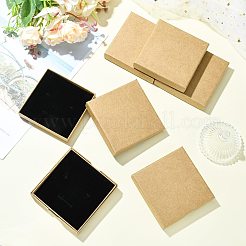厚紙紙製ジュエリーボックス6個  黒いスポンジを使って  ジュエリーギフト包装用  正方形  バリーウッド  9.05~9.15x9.05~9.15x1.7~1.8cm&nbsp;TH-FS1F4C-01B
