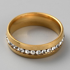 Перстень из нержавеющей стали с хрустальными стразами RJEW-WH0002-19G