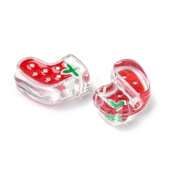 Thème décorations de Noël perle acrylique opaque avec émail&nbsp;OACR-Z021-01K