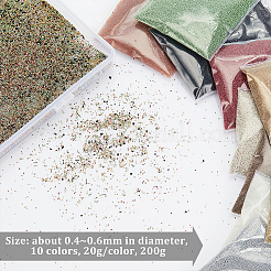 200 г 10-х цветные стеклянные мини-шарики для нейл-арта&nbsp;SEED-OC0001-06