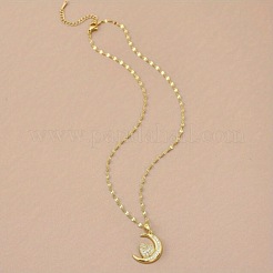 Ожерелья с подвесками из латуни с микропаве из прозрачных кубических цирконий в форме луны и сердца&nbsp;FS-WG7C282-01