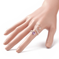 Круглое кольцо-манжета с бусинами и драгоценными камнями RJEW-JR00545