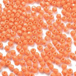 焼付塗装ガラスシードビーズ  双円錐形  サンゴ  4.5x3.5mm  穴：1.4mm  約5625個/ポンド&nbsp;SEED-A032-02J