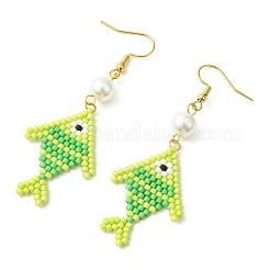 Pendientes colgantes de acero inoxidable 304 con cuentas cilíndricas de vidrio.&nbsp;EJEW-MZ00815-01