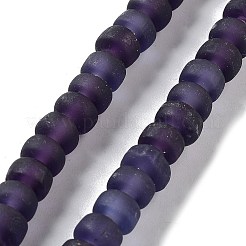 手作りのネパールランプワークビーズ  艶消し  コラム  ダークスレートブルー  10x6.5~7mm  穴：2.8mm  約94個/連  25.39''（64.5センチメートル）&nbsp;LAMP-Z008-08D