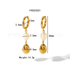 Серьги-кольца из нержавеющей стали и пресноводного жемчуга в форме слезы NL4895