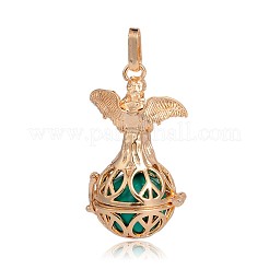 Pendentifs de cages rondes creuses en laiton plaqué d'or&nbsp;KK-J251-09G