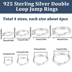 24 шт. 4 стиля 925 разъемных соединительных кольца из стерлингового серебра STER-SC0001-43
