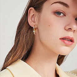 クリア キュービック ジルコニア ムーン スター クロス ダングル フープ イヤリング  女性のための真鍮のアクセサリー  ゴールドカラー  20x12mm&nbsp;JE916A