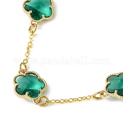 Bracelets à maillons de fleurs en verre&nbsp;BJEW-JB10219-02