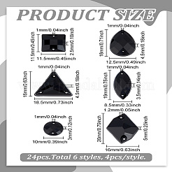 24 Stück 6 Stile Acryl-Strasse zum Aufnähen.&nbsp;FIND-LP0006-04