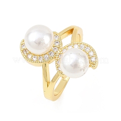 Fingerringe aus Messing mit Mikropavé-Kubikzirkonia für Damen&nbsp;RJEW-D340-02G-08