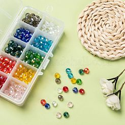 10色の電気メッキガラスビーズ  ABカラーメッキ  多面カット  ロンデル  ミックスカラー  8x6mm  穴：1mm  10色  30個/カラー  300個/箱&nbsp;EGLA-JP0002-01B-8mm