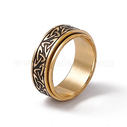 Эмалевый узор в виде матросского узла, вращающееся кольцо блесны, 304 кольцо из нержавеющей стали для снятия стресса, золотые, размер США 7 (17.3 мм)