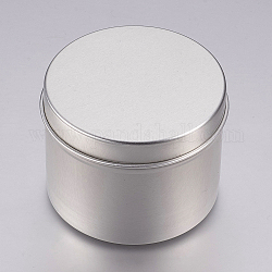 Round Aluminium Tin Cans, Aluminium Jar, Storage Containers for Cosmetic, Candles, Candies, with Slip-on Lid, Platinum, 6x4.75cm, Capacity: 60ml(2.02 fl. oz)
