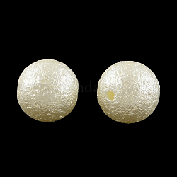Perles en plastique ABS d'imitation coquille rondes et mates, beige, 13~14mm, Trou: 2mm, environ 300 pcs/500 g