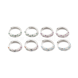Orecchini a cerchio con zirconi, gioielli in ottone platino per donna,  cadmio& piombo libero, colore misto, 13.5x2mm, ago :0.7~0.8x0.9~1mm