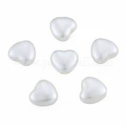 ABS Plastic Imitation Pearl Beads, Heart, WhiteSmoke, 10x11x5.5mm, Hole: 1.8mm