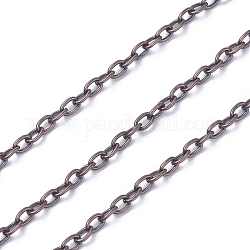Iron Cable Chains, Unwelded, Oval, Nickel Free, Red Copper, 3x2.4x0.7mm