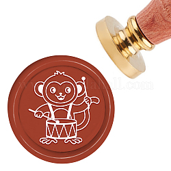 ハンドル付き真鍮ワックスシーリングスタンプ  DIYスクラップブッキング用  猿の模様  3.5x1.18インチ（8.9x3cm）