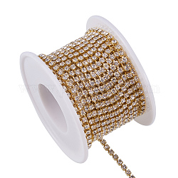 Cadenas de strass Diamante de imitación de bronce, cadenas de la taza del Rhinestone, con carrete, crudo (sin chapar), cristal, 2.6mm, aproximamente 10 yardas / rodillo