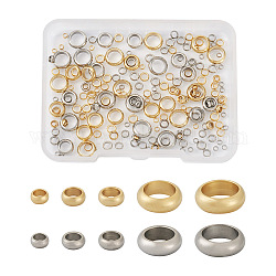 Perlas espaciadoras de acero inoxidable mega pet 304, columna, acero color oro y acero, 2~7x1~2mm, agujero: 1.2~5 mm, 200 unidades / caja