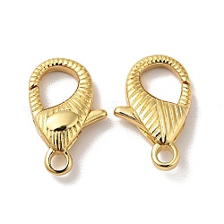 Brass Lobster Claw Clasps, Cadmium Free & Nickel Free & Lead Free, Real 18K Gold Plated, 17.5x11.5x4.5mm, Hole: 2.2mm