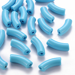 Perles acryliques opaques, tube incurvé, lumière bleu ciel, 36x13.5x11.5mm, Trou: 4mm, environ 133 pcs/500 g