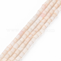 Brins de perles de style tache de soie en verre, Tube, peachpuff, 1.5~5x2mm, Trou: 0.8mm, Environ 185~187 pcs/chapelet, 15.55 pouce ~ 15.75 pouces (39.5~40 cm)