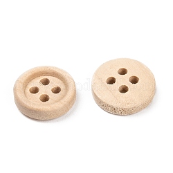 Rotonde naturale 4 pulsanti foro, Bottoni in legno, bianco antico, circa13 mm di diametro, Foro: 1 mm, 1000pcs/scatola